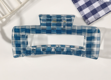Load image into Gallery viewer, Blue Checkerboard Hair Claw