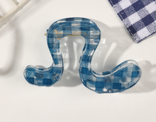 Load image into Gallery viewer, Blue Checkerboard Hair Claw