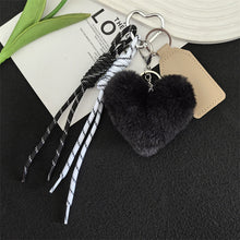 Load image into Gallery viewer, Fur Heart-Shaped Plush Ball Keychains