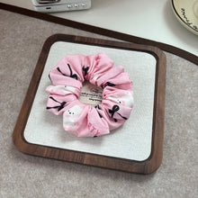 Load image into Gallery viewer, Pink Bow Black Kitten Scrunchies