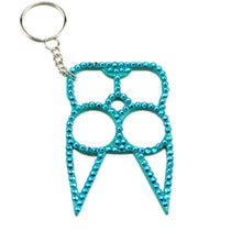 Load image into Gallery viewer, Diamond-Studded Brass Knuckle Keychain Self defense
