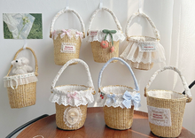 Load image into Gallery viewer, Straw Woven Pastoral-Style Bucket Tote Bag
