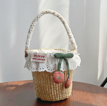 Load image into Gallery viewer, Straw Woven Pastoral-Style Bucket Tote Bag
