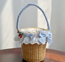 Load image into Gallery viewer, Straw Woven Pastoral-Style Bucket Tote Bag
