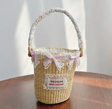 Load image into Gallery viewer, Straw Woven Pastoral-Style Bucket Tote Bag
