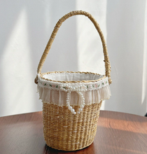 Load image into Gallery viewer, Straw Woven Pastoral-Style Bucket Tote Bag

