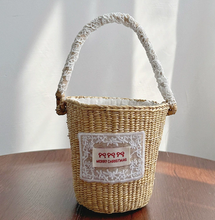 Load image into Gallery viewer, Straw Woven Pastoral-Style Bucket Tote Bag
