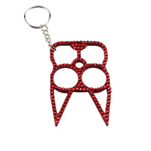Load image into Gallery viewer, Diamond-Studded Brass Knuckle Keychain Self defense
