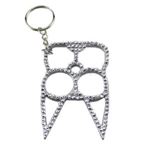 Load image into Gallery viewer, Diamond-Studded Brass Knuckle Keychain Self defense
