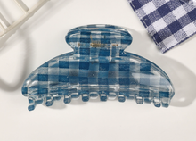 Load image into Gallery viewer, Blue Checkerboard Hair Claw
