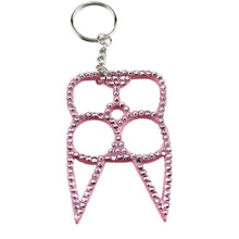 Load image into Gallery viewer, Diamond-Studded Brass Knuckle Keychain Self defense
