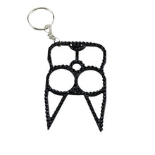 Load image into Gallery viewer, Diamond-Studded Brass Knuckle Keychain Self defense
