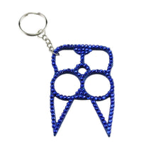 Load image into Gallery viewer, Diamond-Studded Brass Knuckle Keychain Self defense
