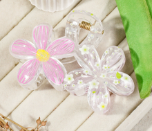 Load image into Gallery viewer, 8CM Transparent Hand - painted Flower Claw Clips

