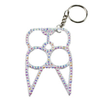 Load image into Gallery viewer, Diamond-Studded Brass Knuckle Keychain Self defense
