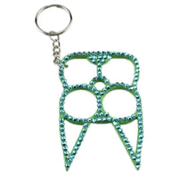 Load image into Gallery viewer, Diamond-Studded Brass Knuckle Keychain Self defense
