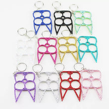Load image into Gallery viewer, Diamond-Studded Brass Knuckle Keychain Self defense
