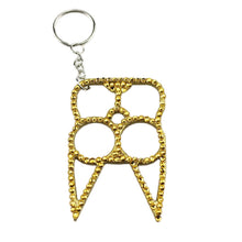 Load image into Gallery viewer, Diamond-Studded Brass Knuckle Keychain Self defense
