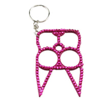 Load image into Gallery viewer, Diamond-Studded Brass Knuckle Keychain Self defense
