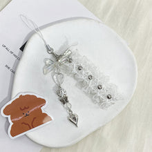 Load image into Gallery viewer, Ribbon Cat Paw Heart Pendant Keychains
