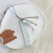 Load image into Gallery viewer, Ribbon Cat Paw Heart Pendant Keychains
