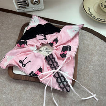 Load image into Gallery viewer, Pink Bow Black Kitten Scrunchies
