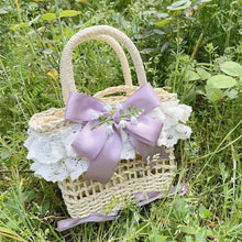 Load image into Gallery viewer, Forest-style Lily of the Valley Lace Beach Pastoral Straw Woven Handbag
