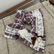 Load image into Gallery viewer, Plaid Bow Hair Scrunchie
