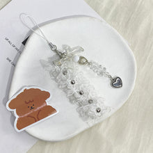 Load image into Gallery viewer, Ribbon Cat Paw Heart Pendant Keychains
