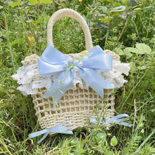 Load image into Gallery viewer, Forest-style Lily of the Valley Lace Beach Pastoral Straw Woven Handbag

