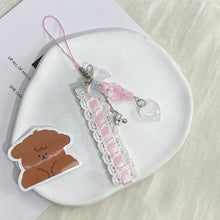 Load image into Gallery viewer, Ribbon Cat Paw Heart Pendant Keychains
