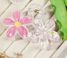 Load image into Gallery viewer, 8CM Transparent Hand - painted Flower Claw Clips
